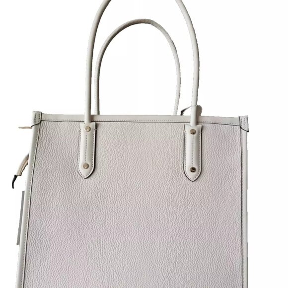 Kate Spade Women Parchment Embossed Logo Pebbled Leather Tote NWT 399$ - Ivory - Picture 5 of 7